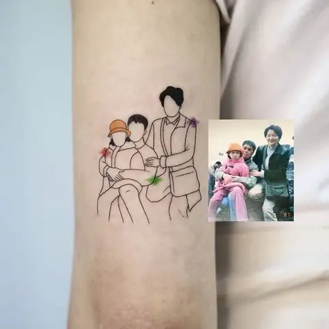 Hình Xăm Gia Đình 3 Người