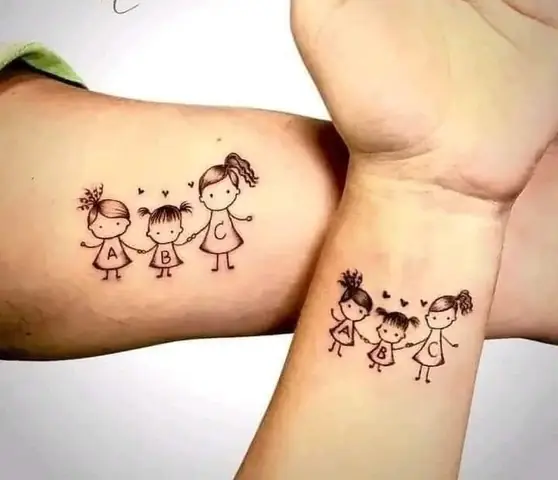 Hình Xăm Gia Đình 3 Người
