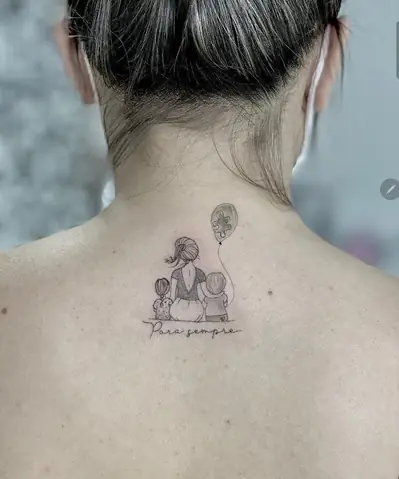 Hình Xăm Gia Đình 3 Người Mini