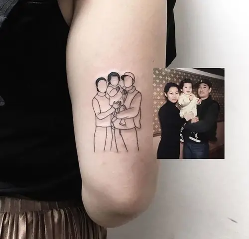 Hình Xăm Gia Đình 3 Người