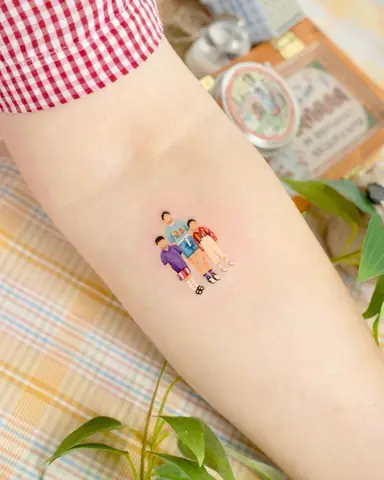 Hình Xăm Gia Đình 3 Người Mini