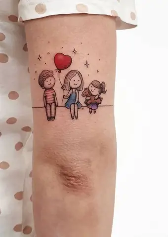 Hình Xăm Gia Đình 3 Người