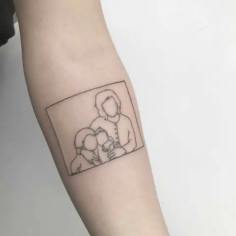 Hình Xăm Gia Đình 3 Người Mini