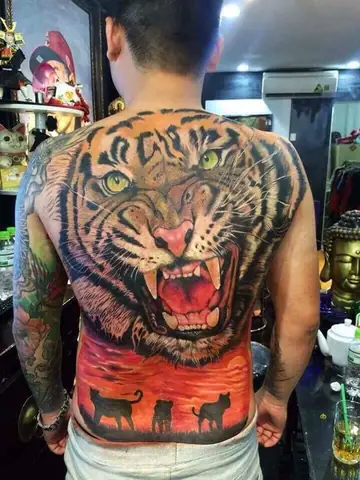 Hình Xăm Mặt Hổ, Đầu Hổ Kín Lưng