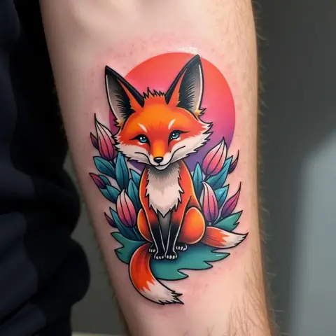 Hình Xăm Hồ Ly Màu Sắc Sống Động