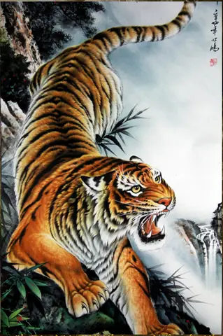 Hình Ảnh Cho Hình Xăm Hổ Xuống Núi Nửa Lưng: