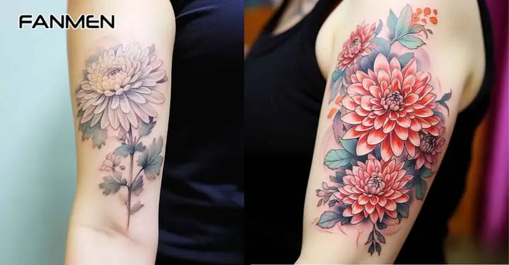 Hình Xăm Hoa Cúc Màu Phong Cách Chân Thực, Sống Động