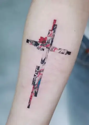 Hình Xăm Chữ Thập Hoa