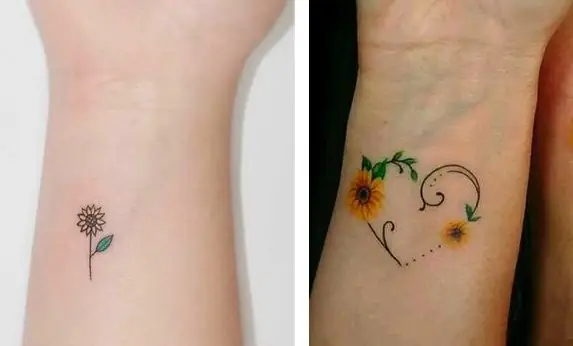 Hình Xăm Hoa Hướng Dương Mini Ở Cổ Tay