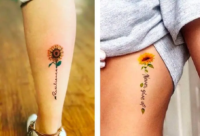 Hình Xăm Hoa Hướng Dương Và Chữ