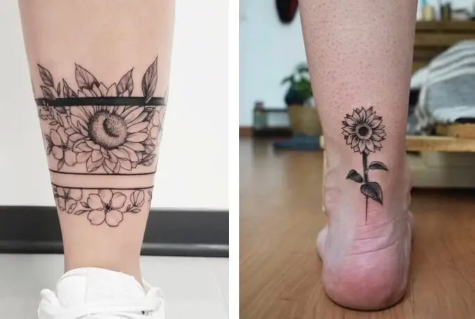 Hình Xăm Hoa Hướng Dương Ở Chân