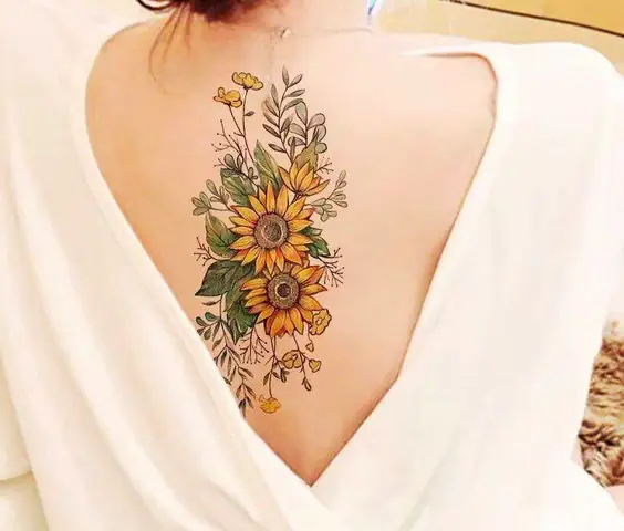 Hình Xăm Hoa Hướng Dương Sau Gáy