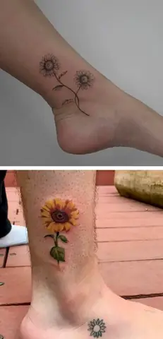 Hình Xăm Hoa Hướng Dương Ở Cổ Chân