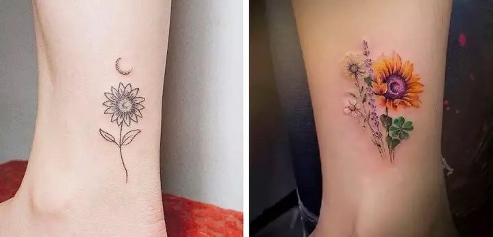 Hình Xăm Hoa Hướng Dương Ở Chân