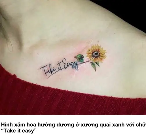 Hình Xăm Hoa Hướng Dương Ở Xương Quai Xanh