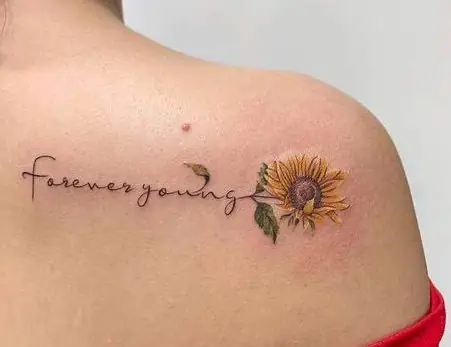 Hình Xăm Hoa Hướng Dương Và Chữ