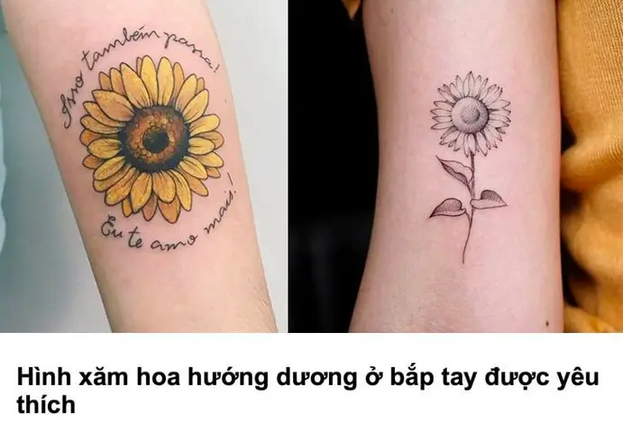 Hình Xăm Hoa Hướng Dương Ở Bắp Tay