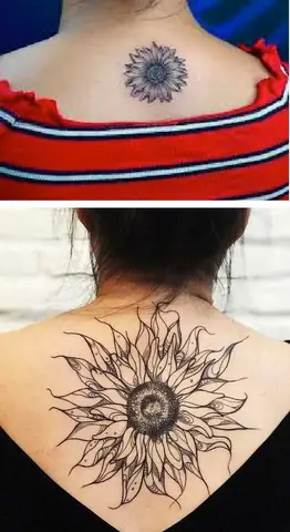 Hình Xăm Hoa Hướng Dương Sau Lưng