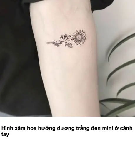 Hình Xăm Hoa Hướng Dương Trắng Đen