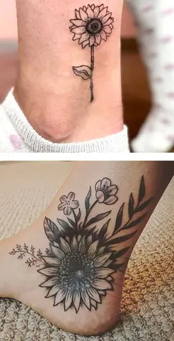 Hình Xăm Hoa Hướng Dương Ở Cổ Chân
