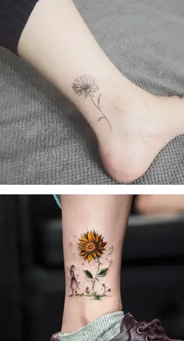 Hình Xăm Hoa Hướng Dương Ở Cổ Chân
