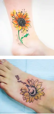 Hình Xăm Hoa Hướng Dương Ở Chân
