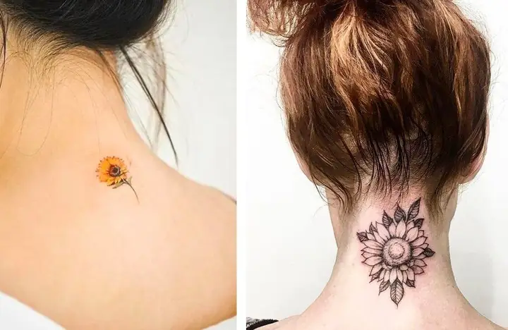 Hình Xăm Hoa Hướng Dương Sau Gáy
