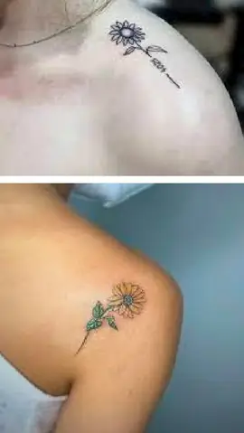 Hình Xăm Hoa Hướng Dương Mini Ở Vai