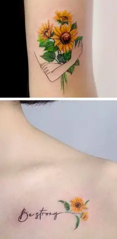Hình Xăm Hoa Hướng Dương Mini