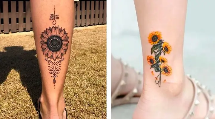 Hình Xăm Hoa Hướng Dương Ở Chân