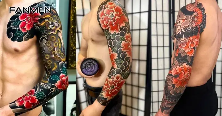 Hình Xăm Hoa Mẫu Đơn Kín Tay Cho Nam