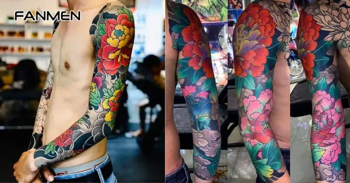 Hình Xăm Hoa Mẫu Đơn Kín Tay Cho Nam