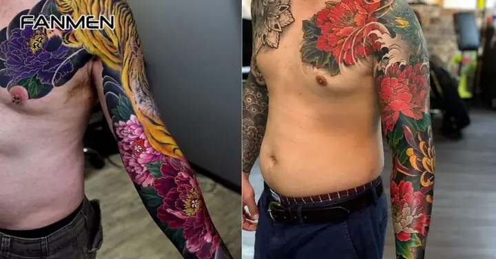 Hình Xăm Hoa Mẫu Đơn Kín Tay Cho Nam