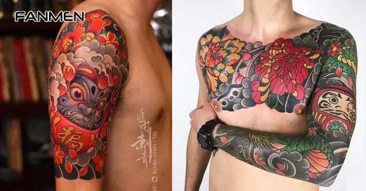 Hình Xăm Hoa Mẫu Đơn Nam Kết Hợp Yếu Tố Khác
