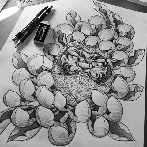 Hình Xăm Lật Đật Daruma Mini