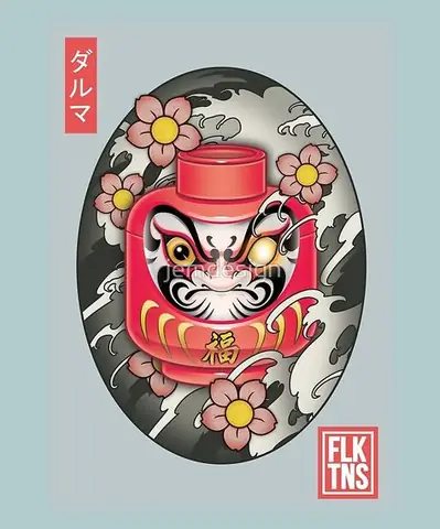 Hình Xăm Lật Đật Daruma Mini