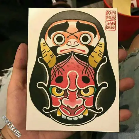 Hình Xăm Lật Đật Daruma Mini