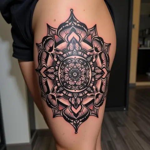 Hình Xăm Mandala Lớn Ở Đùi, Nổi Bật Và Quyến Rũ, Tôn Lên Phong Cách Cá Nhân