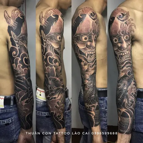 Hình Xăm Mặt Quỷ Cá Chép Ở Tay