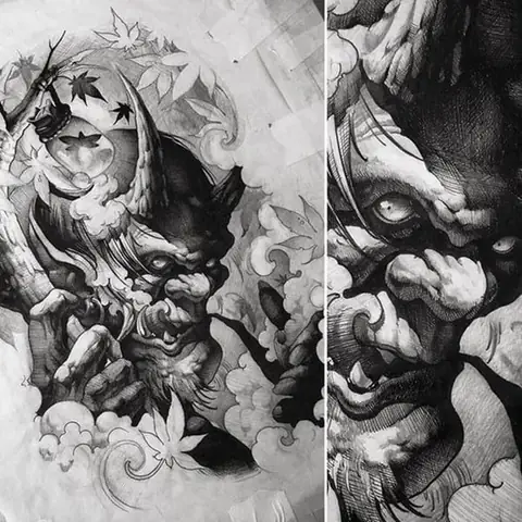 Bộ Sưu Tập Mẫu Hình Xăm Oni Hannya Đẹp Cho Nam Nữ