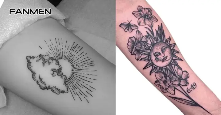 Mẫu Hình Xăm Mặt Trời Kết Hợp Với Các Biểu Tượng Khác
