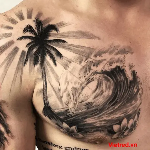 Hình Xăm Sóng Và Mặt Trời