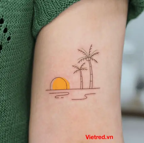 Hình Xăm Sóng Và Mặt Trời