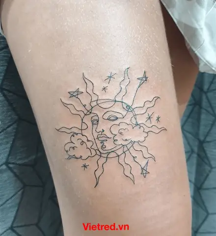 Hình Xăm Những Đám Mây Và Tia Nắng