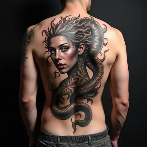 Các Phong Cách Xăm Hình Medusa Full Lưng Nổi Bật