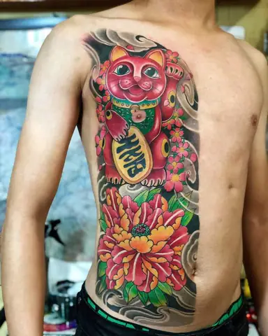 99+ Hình Xăm Mèo Thần Tài Ở Bụng