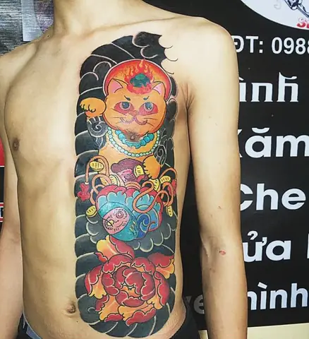 99+ Hình Xăm Mèo Thần Tài Ở Bụng