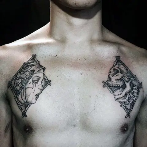 Hình Xăm Đầu Lâu Ở Ngực Nhỏ