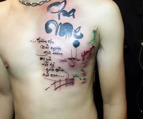 Hình Xăm Ý Nghĩa Gia Đình Ở Ngực Nhỏ