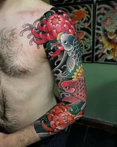 Hình Xăm Nhật Cổ Hoa Mẫu Đơn
